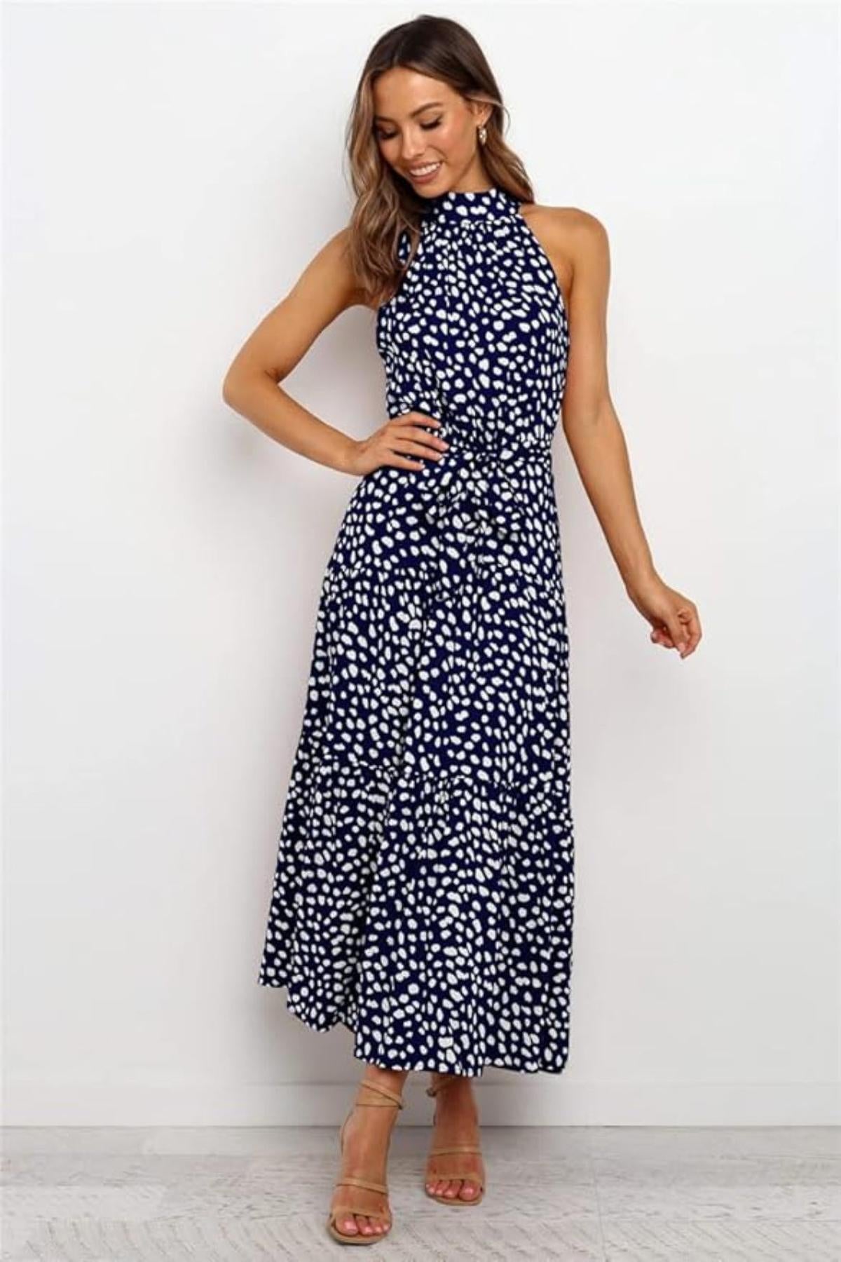 Polka Dot Halter Midi dress 3
