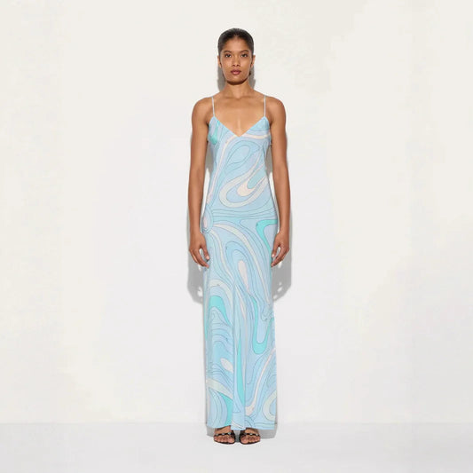 Printed Slip Maxi Dress – Sleek Evening Silhouette Dress for Women 1