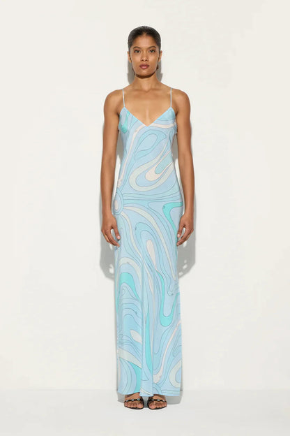 Printed Slip Maxi Dress – Sleek Evening Silhouette Dress for Women 3