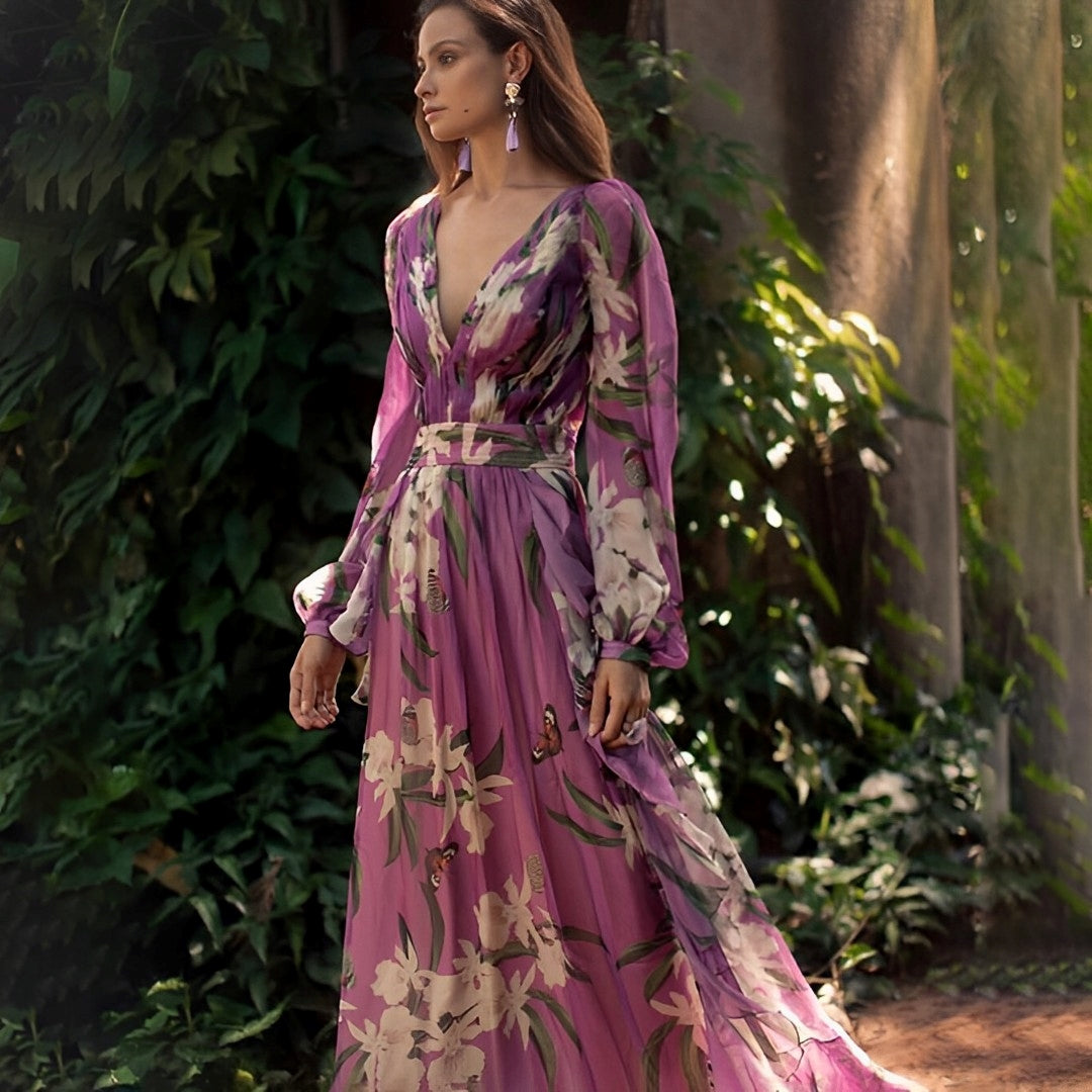 Rachel | Women’s Lightweight Floral Chiffon Dress with Flowy Fit 0