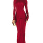 Red High Neck Maxi Dress 0