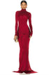 Red High Neck Maxi Dress 0