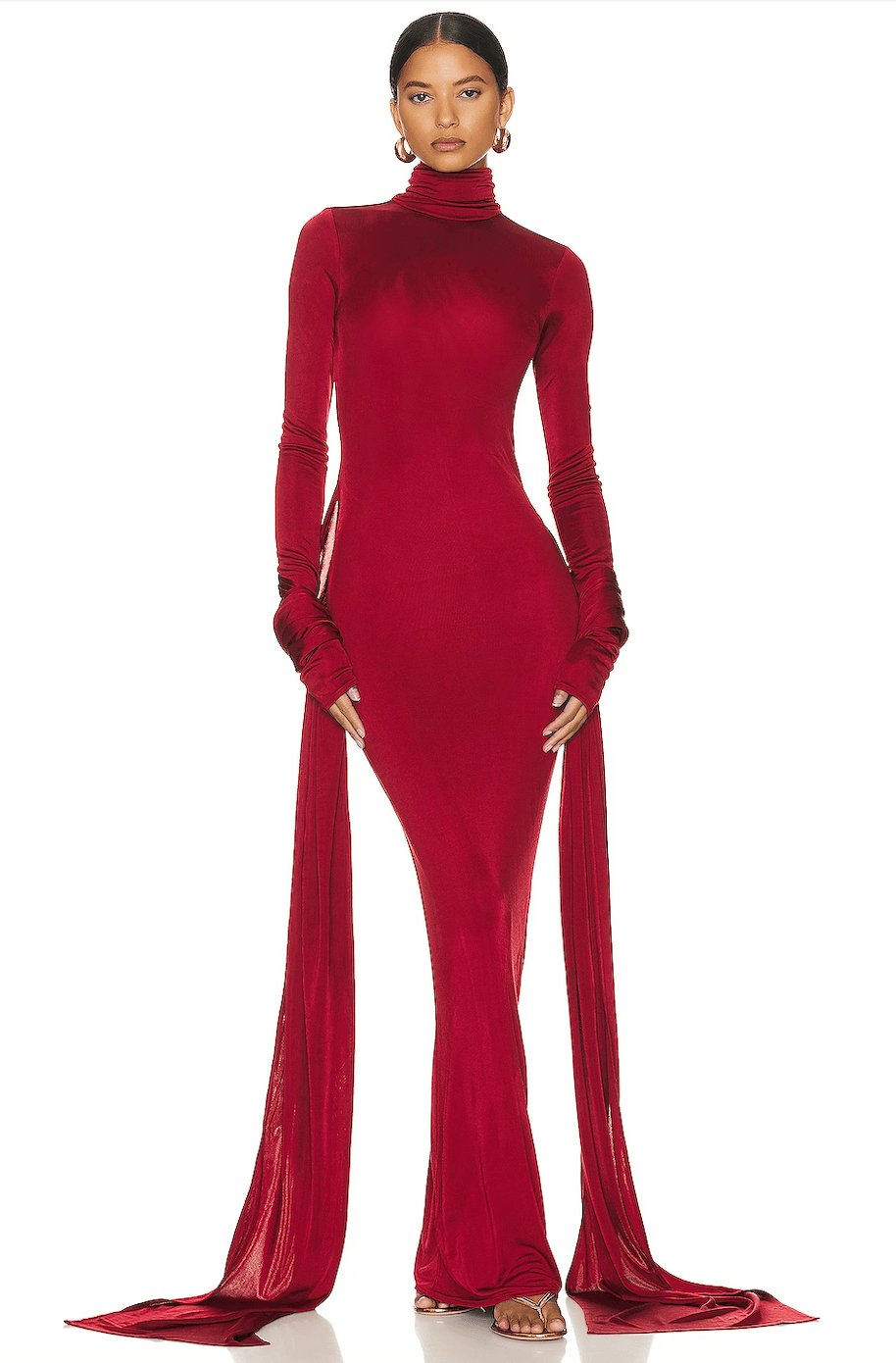 Red High Neck Maxi Dress 2