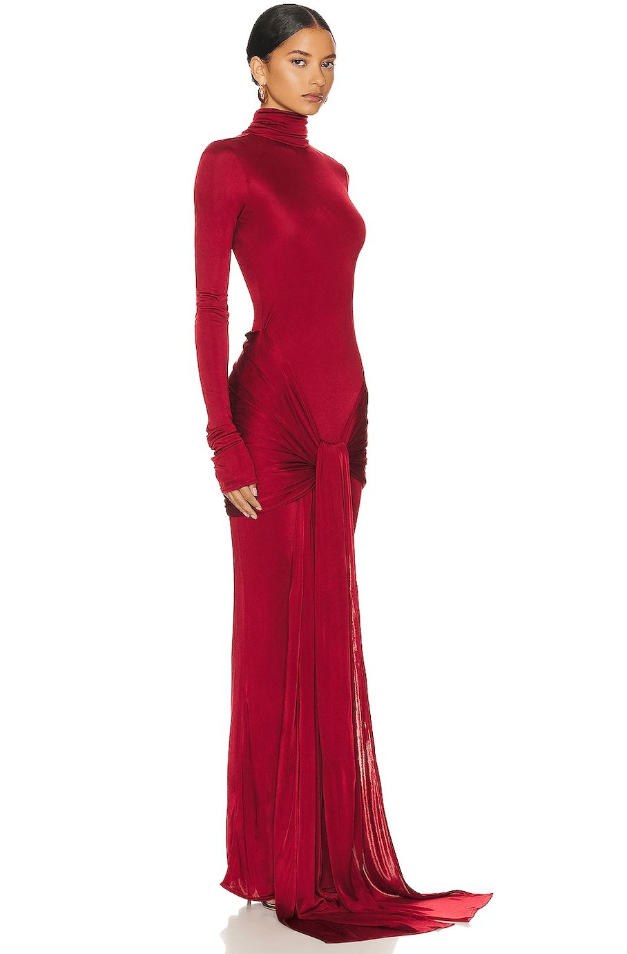 Red High Neck Maxi Dress 3
