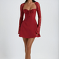 Red Lace Up Mini Dress 1
