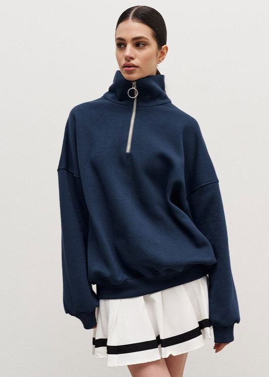 Relaxed Fit Zip-Up Sweater 1