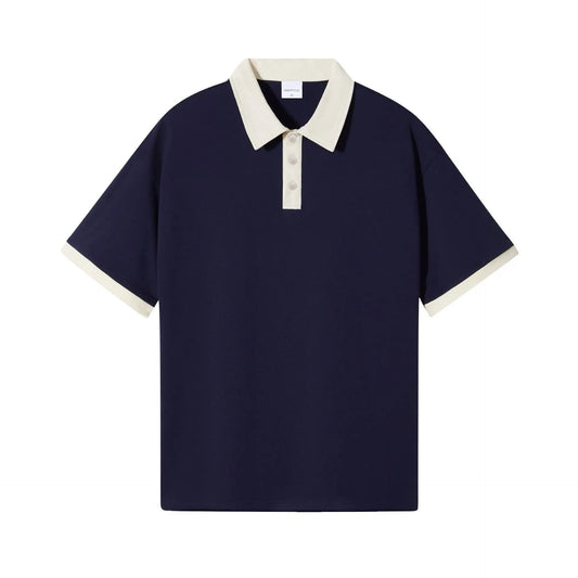Retro Color Block Polo Shirt – Comfortable Vintage Design for Casual Outings 0