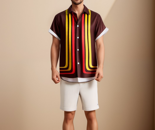 Retro Summer Shirt with Short Sleeves for Men 0