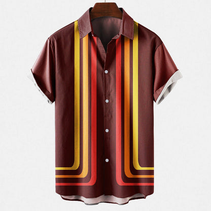 Retro Summer Shirt with Short Sleeves for Men 2