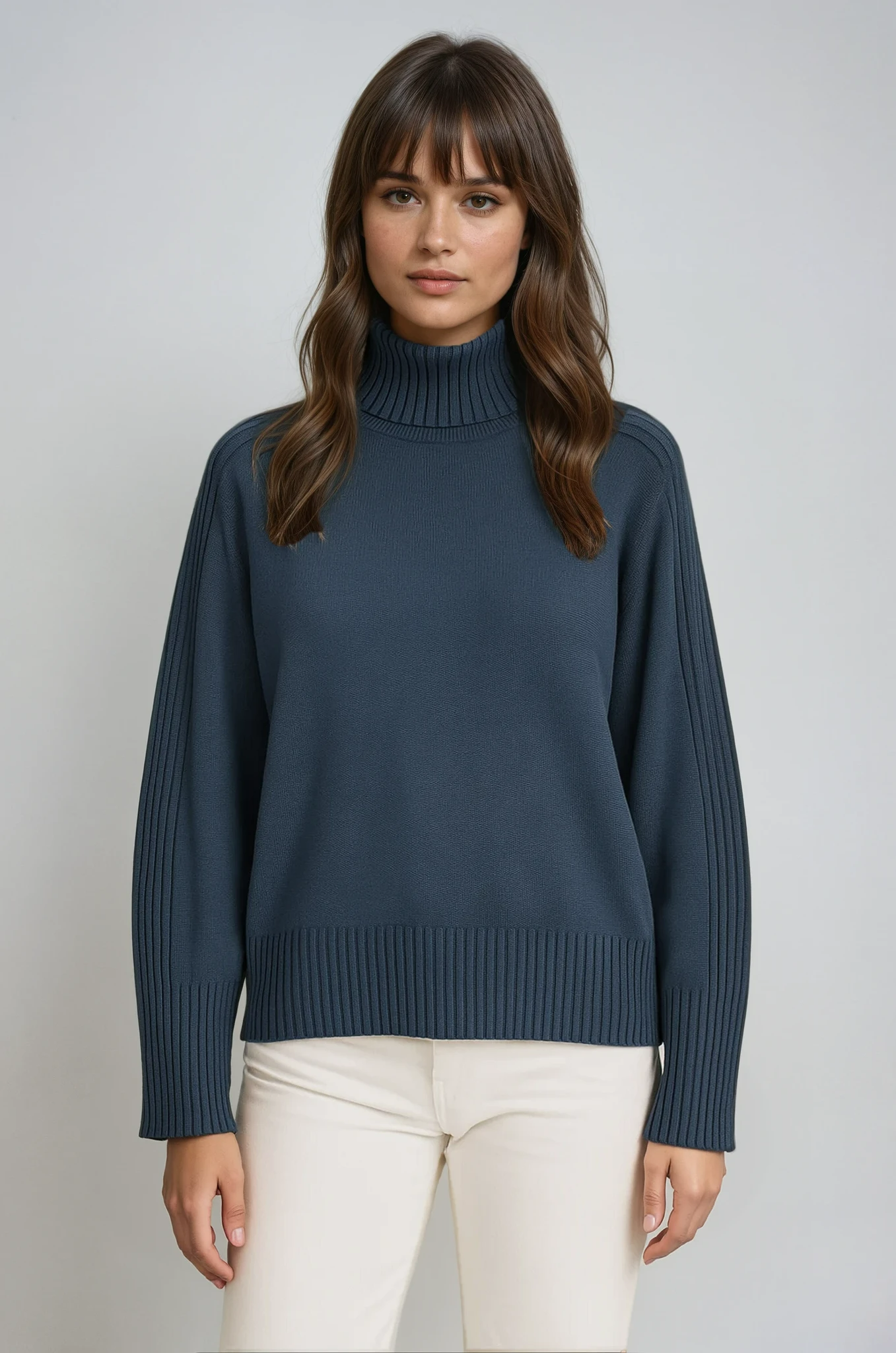 Ribbed Mock Neck Knit Sweater 0