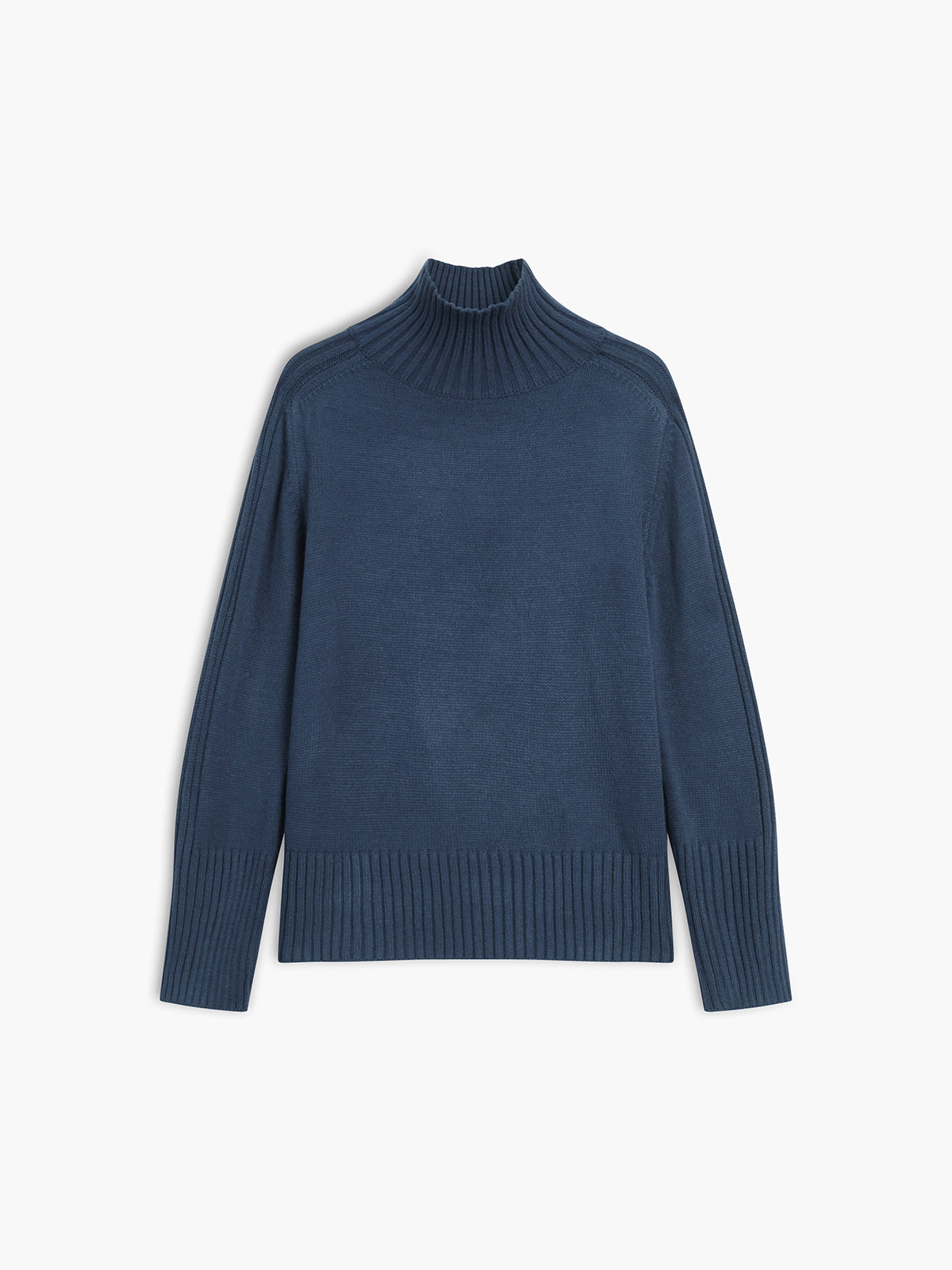 Ribbed Mock Neck Knit Sweater 1