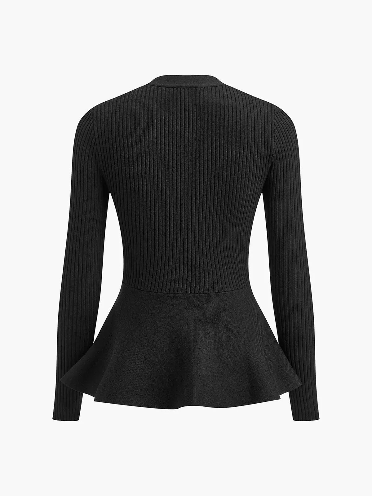 Ribbed Peplum Button Knit Top 5