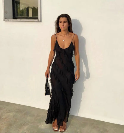 Romantic Ruffle Chiffon Maxi Dress 5