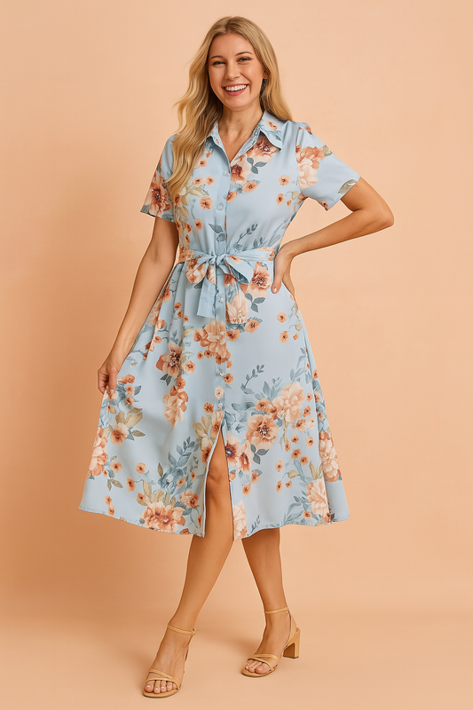 Rosa Midi Shirt Dress – Elegant Belted Design for Summer Outings 0