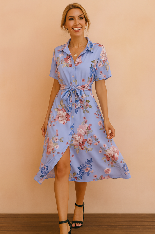 Rosa Midi Shirt Dress – Elegant Belted Design for Summer Outings 1