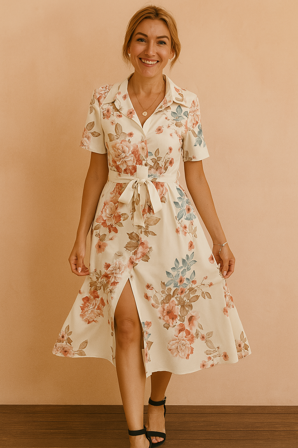 Rosa Midi Shirt Dress – Elegant Belted Design for Summer Outings 2