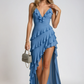Ruched Blue Maxi Dress 0
