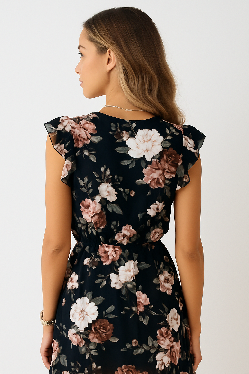 Ruffled chiffon midi dress 1