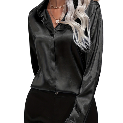 Sarah | Elegant Button-Down Blouse with Long Sleeves - Lumina 1
