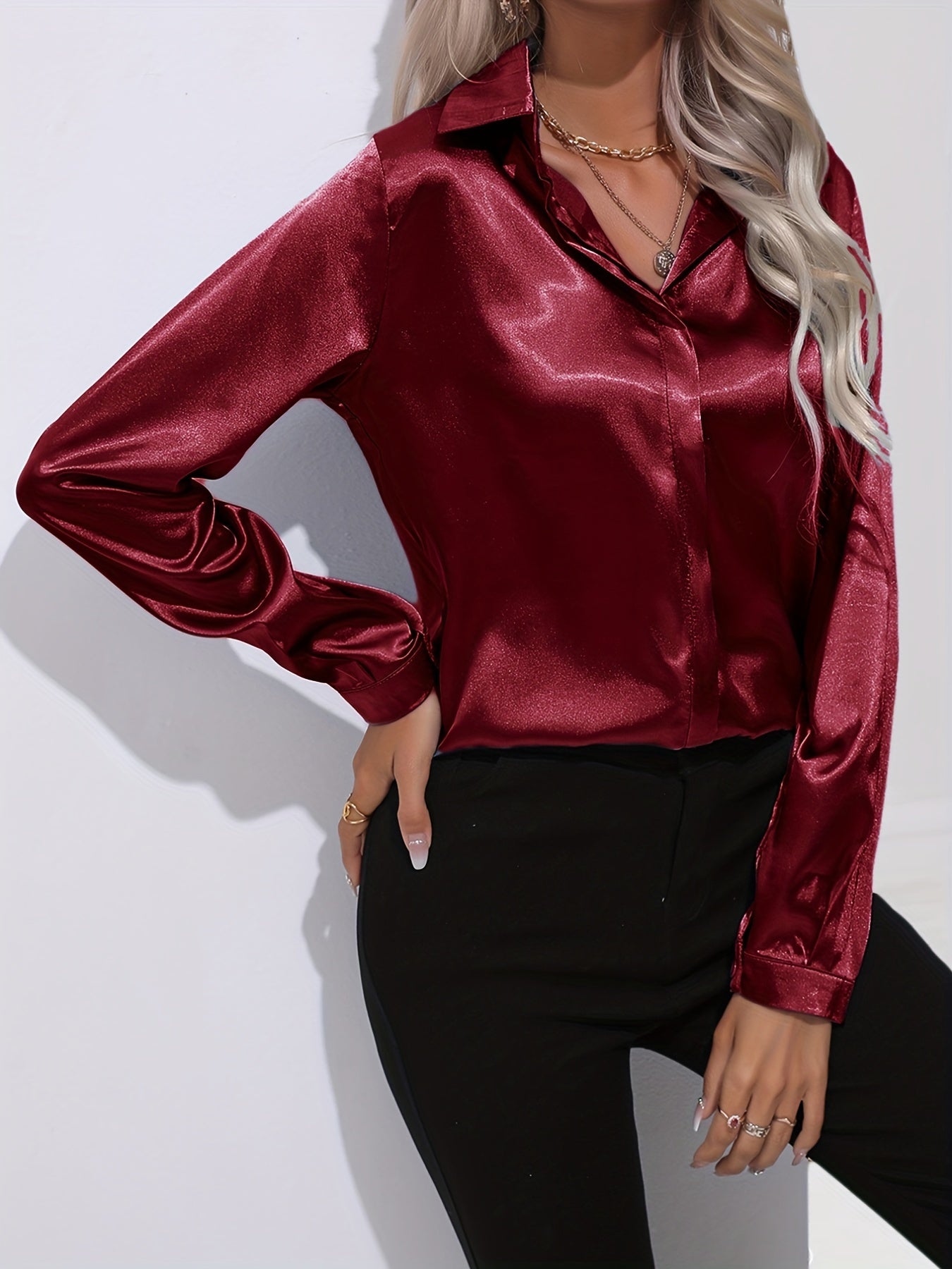 Sarah | Elegant Button-Down Blouse with Long Sleeves - Lumina 10