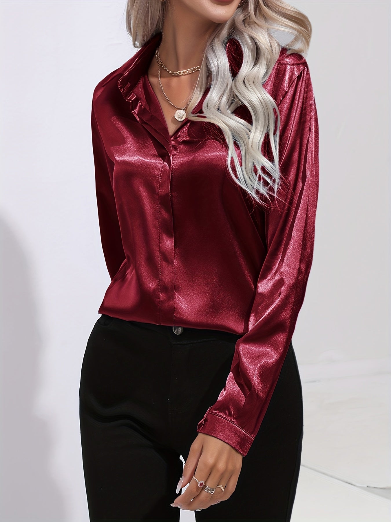 Sarah | Elegant Button-Down Blouse with Long Sleeves - Lumina 4