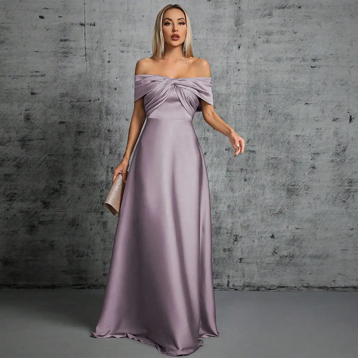 Satin Evening Gown – Irregular Cross Pleated Elegant Ball Dress 6