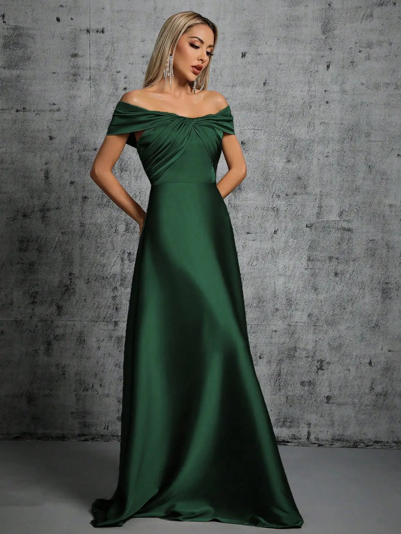 Satin Evening Gown – Irregular Cross Pleated Elegant Ball Dress 8