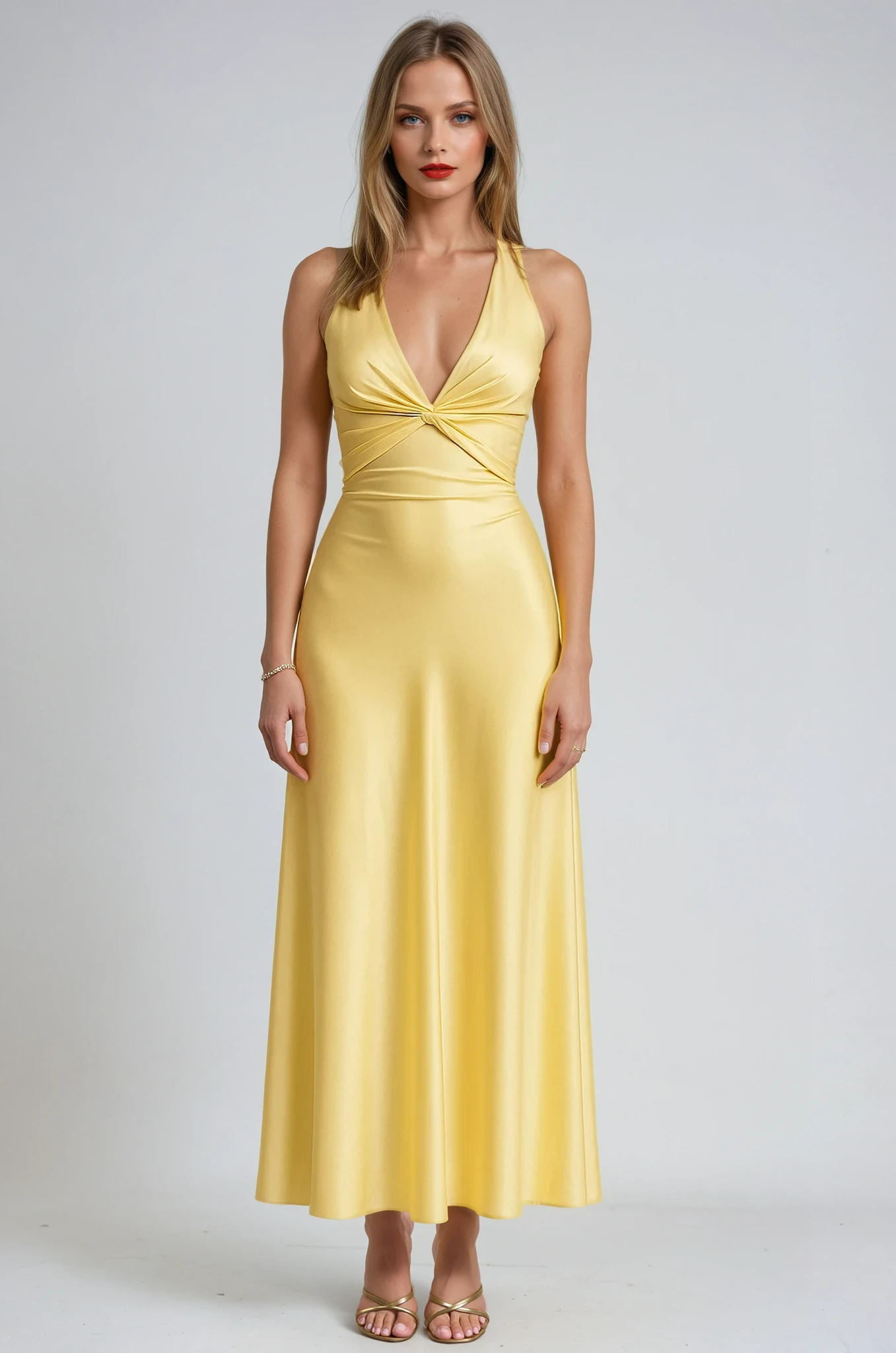 Satin Halter Maxi Gown 0