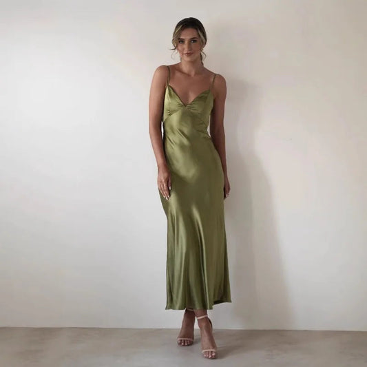 Satin Slip Maxi Dress with Delicate Strap Detail 1