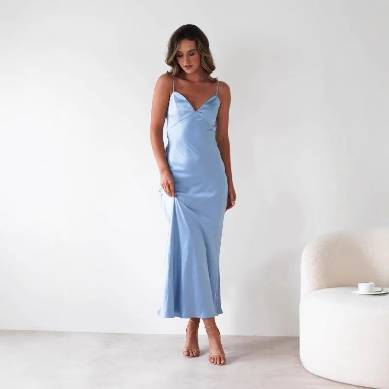 Satin Slip Maxi Dress with Delicate Strap Detail 2