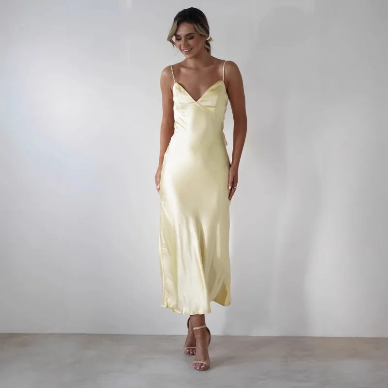Satin Slip Maxi Dress with Delicate Strap Detail 3