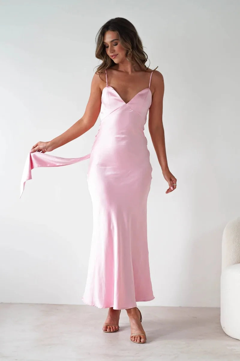 Satin Slip Maxi Dress with Delicate Strap Detail 5