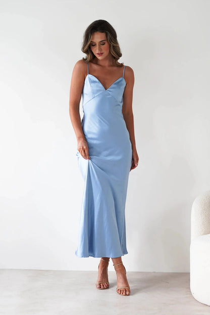 Satin Slip Maxi Dress with Delicate Strap Detail 7