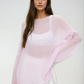 Sheer Pastel Pink Knit Sweater 1