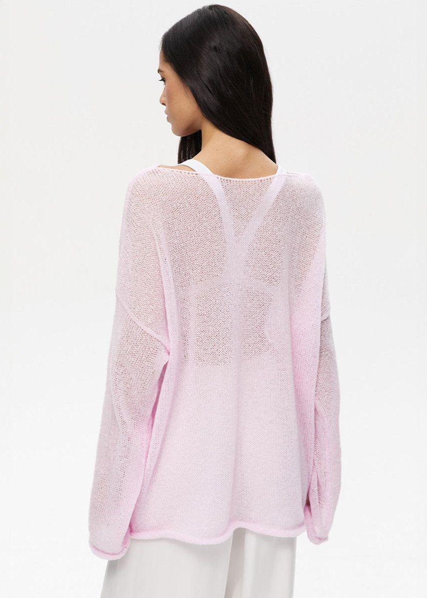 Sheer Pastel Pink Knit Sweater 3