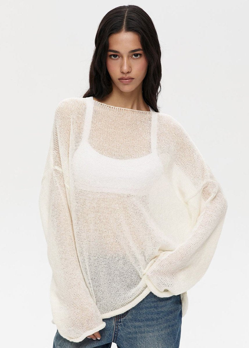 Sheer Pastel Pink Knit Sweater 6