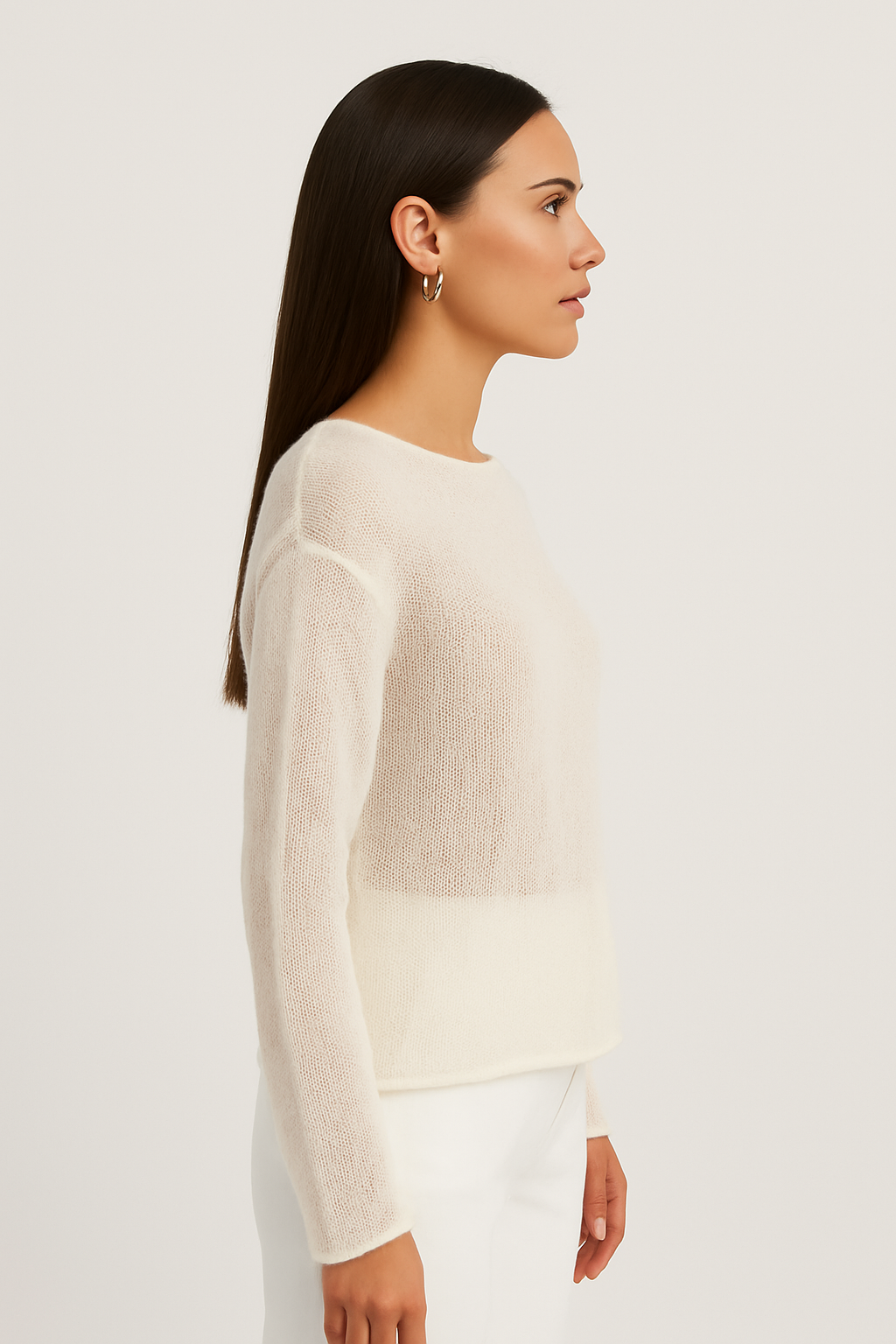 Sheer Textured Knit Sweater 3