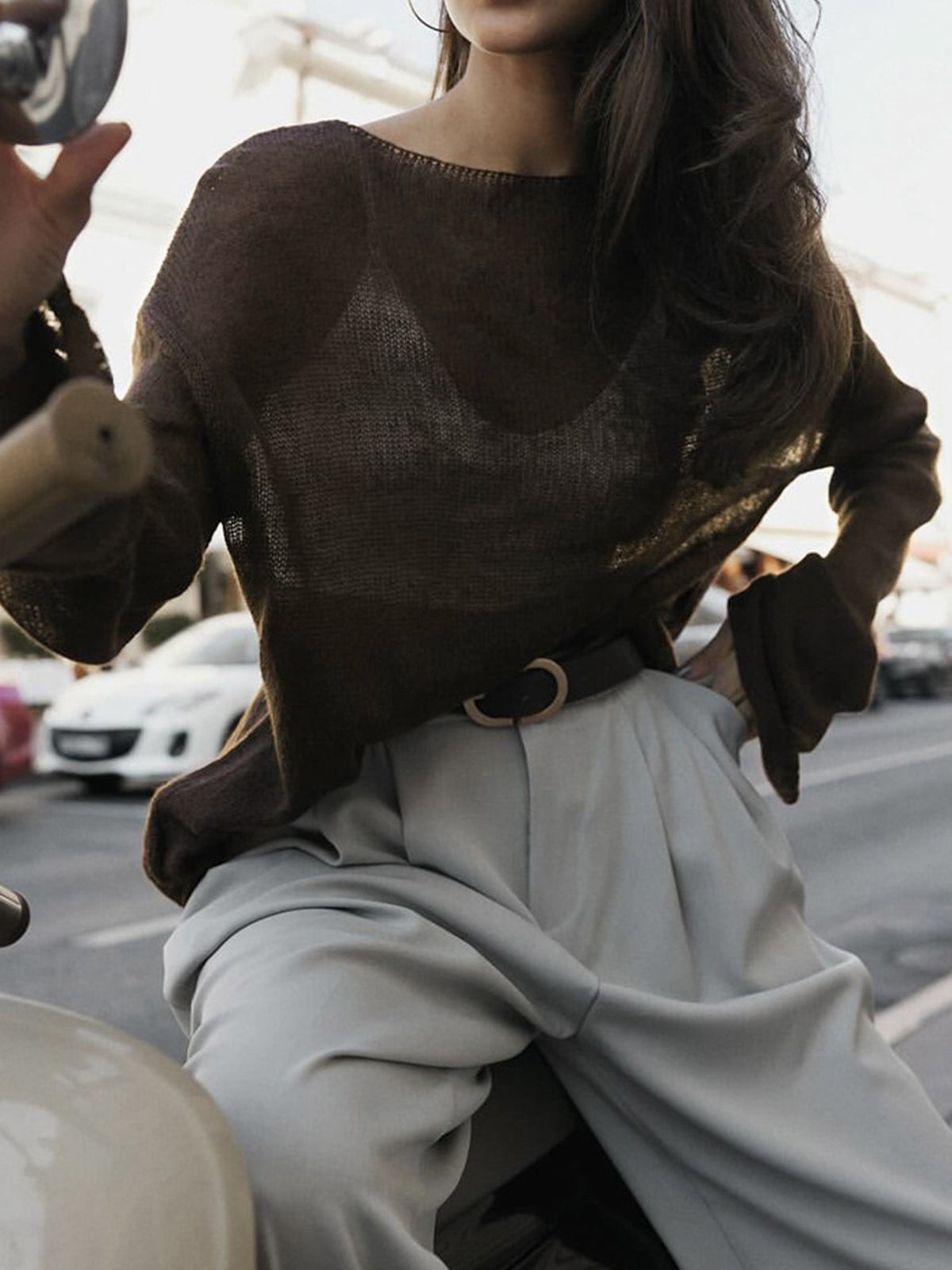 Sheer Textured Knit Sweater 6