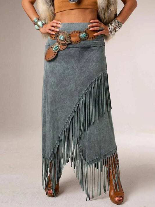 Sheeva™ | A-Line Maxi Fringe Skirt 0