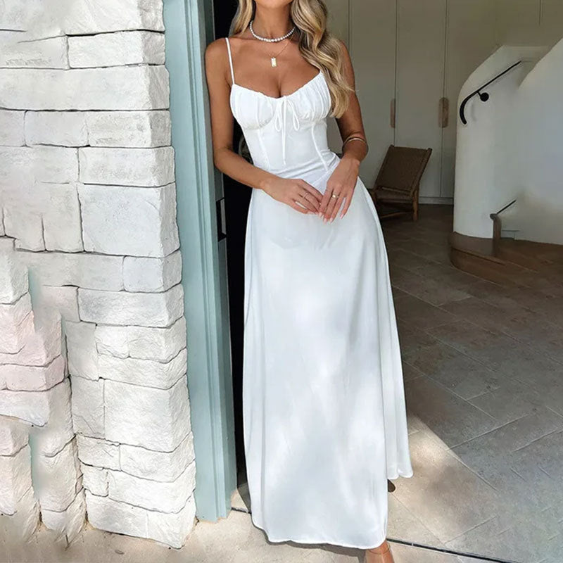 Sleeveless and Ruched Bodice Maxi Dress 0