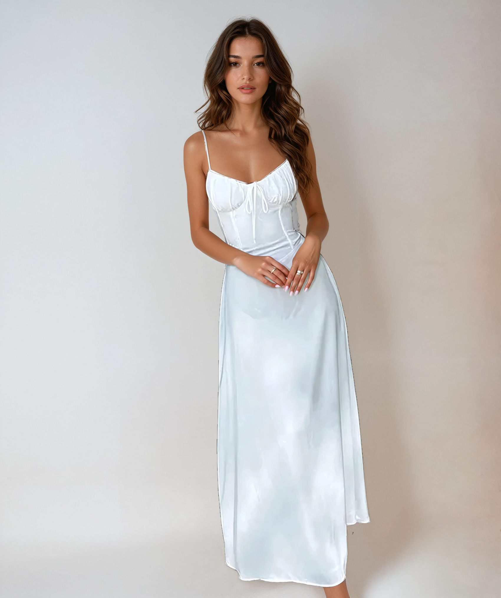 Sleeveless and Ruched Bodice Maxi Dress 1