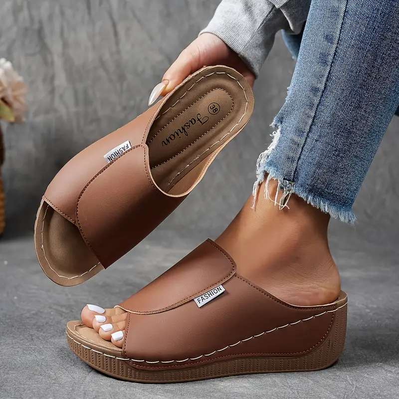 Slip-On Wedge Sandals with Open Toe for Women 2