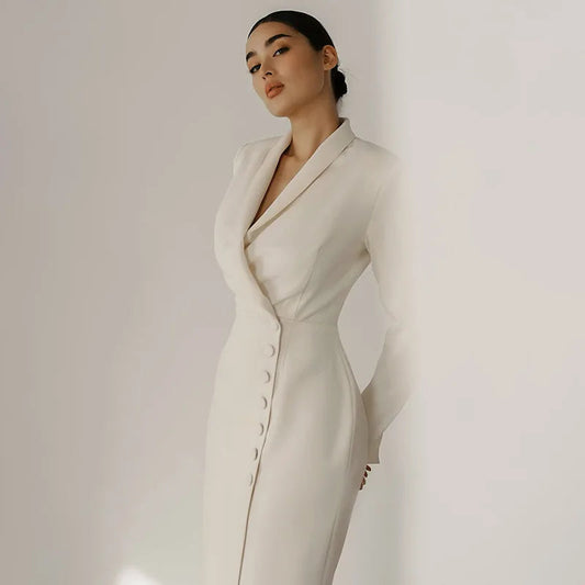 Sophia Minimalist Evening Dress – Elegant Long Sleeve Formal Gown 1