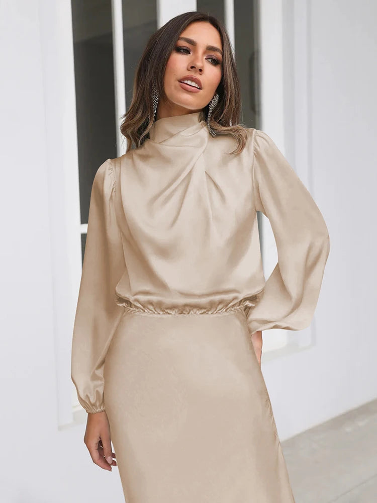 Sophia Satin Evening Dress – Chic Long Sleeves for Formal Events 6