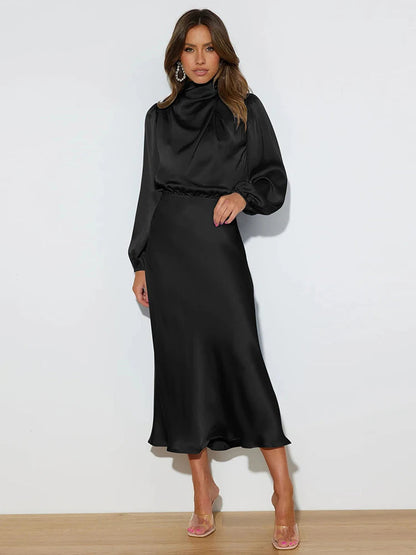 Sophia Satin Evening Dress – Chic Long Sleeves for Formal Events 7