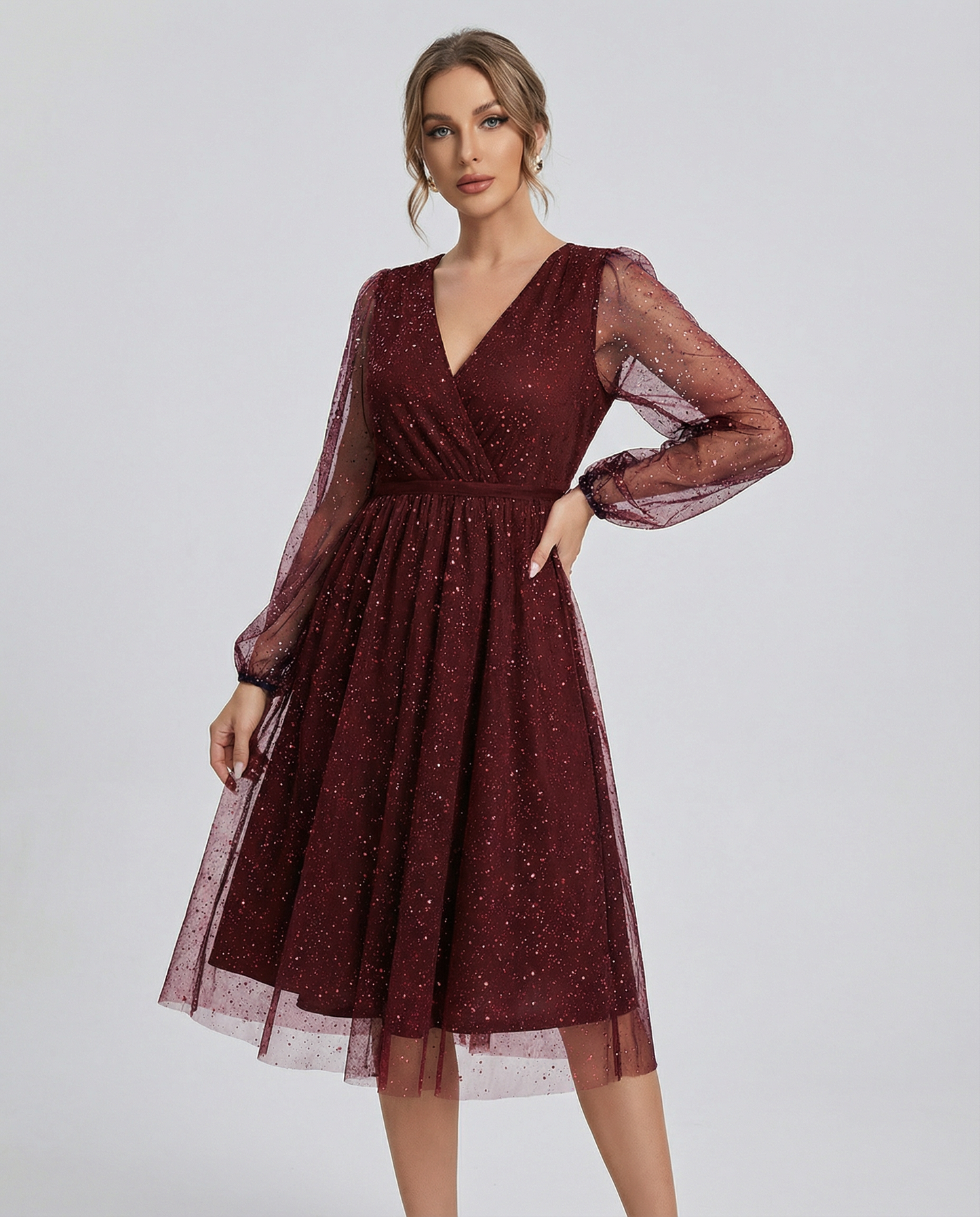 Sophia V-Neck Cocktail Dress – Elegant Slim Fit for Sophisticated Events 1