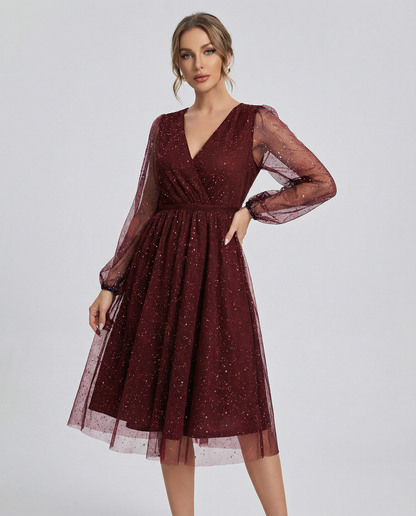 Sophia V-Neck Cocktail Dress – Elegant Slim Fit for Sophisticated Events 1