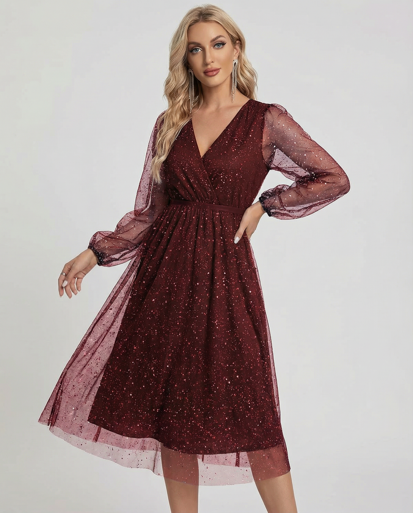Sophia V-Neck Cocktail Dress – Elegant Slim Fit for Sophisticated Events 3