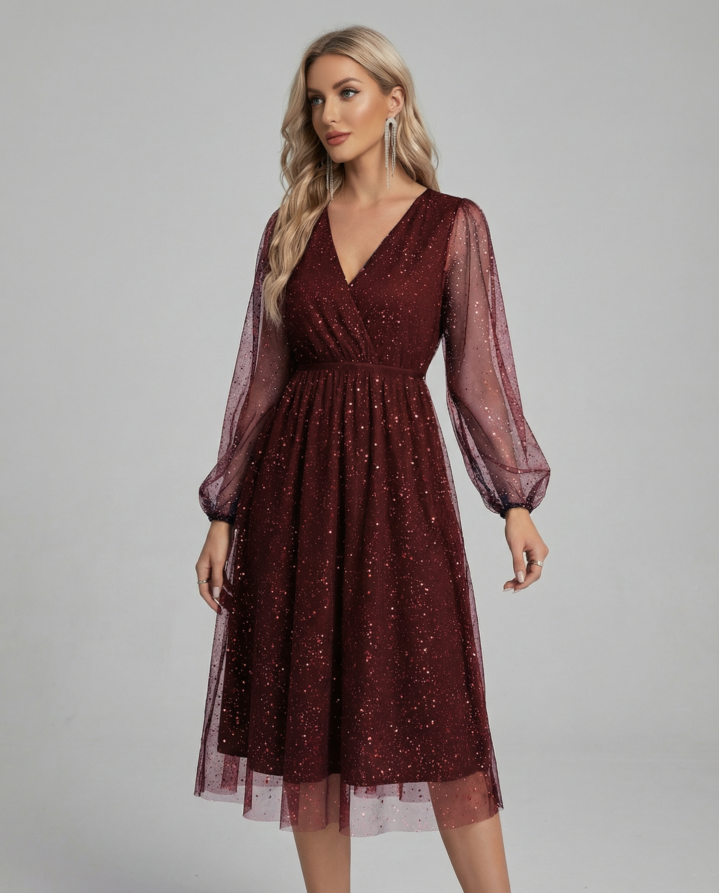 Sophia V-Neck Cocktail Dress – Elegant Slim Fit for Sophisticated Events 4