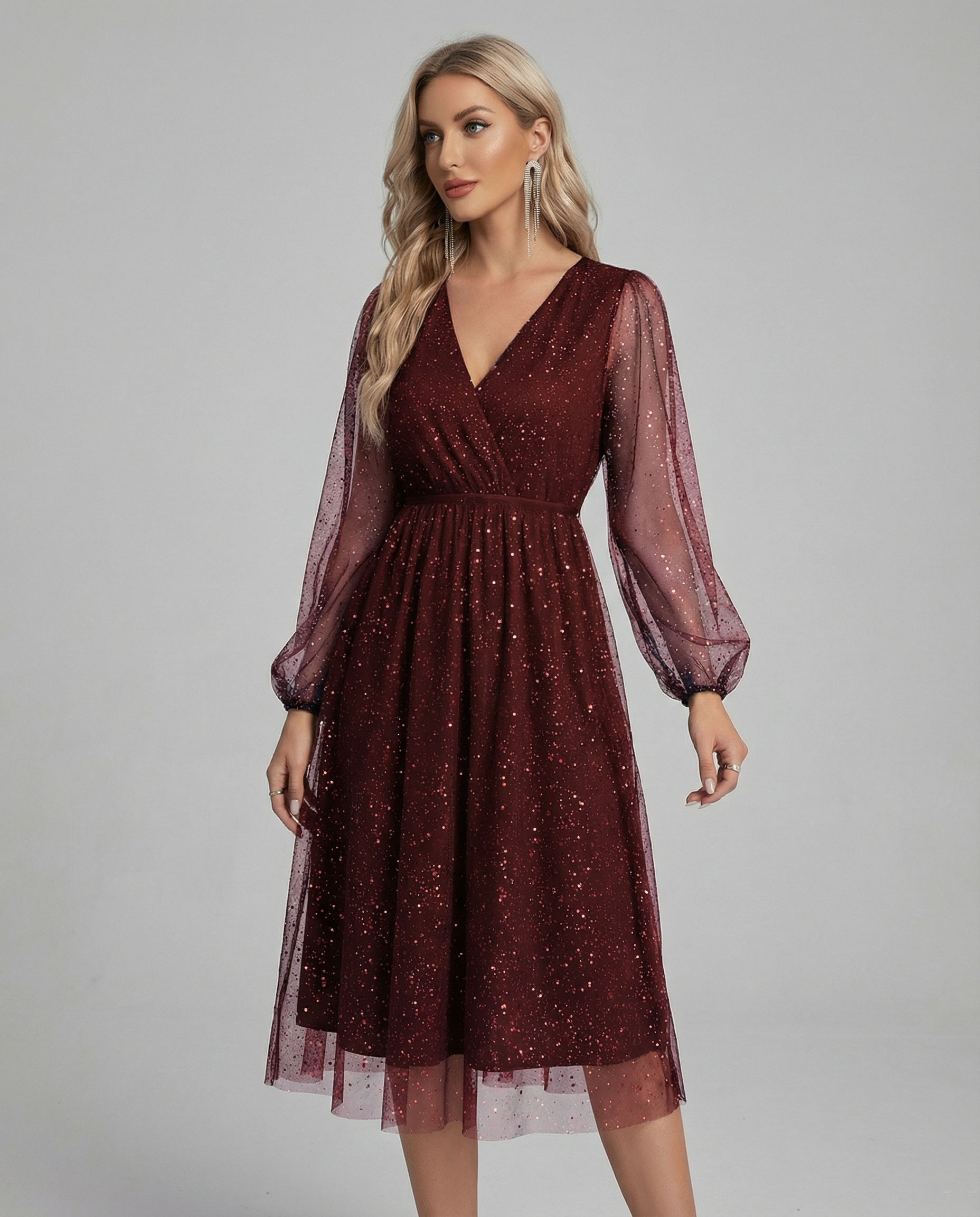 Sophia V-Neck Cocktail Dress – Elegant Slim Fit for Sophisticated Events 4